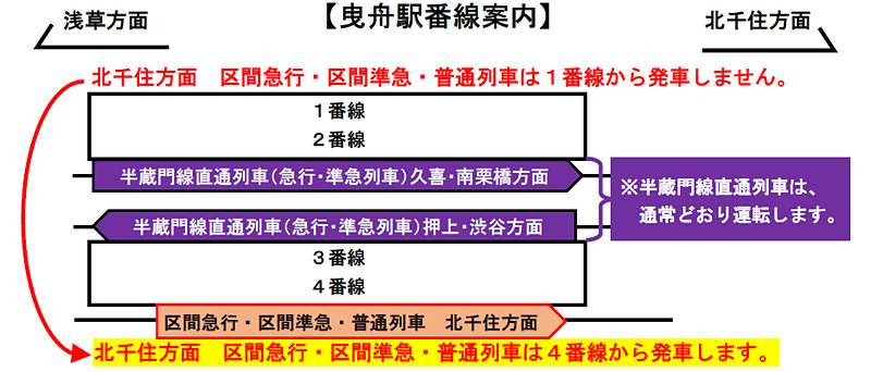 曳舟駅での折り返し運転