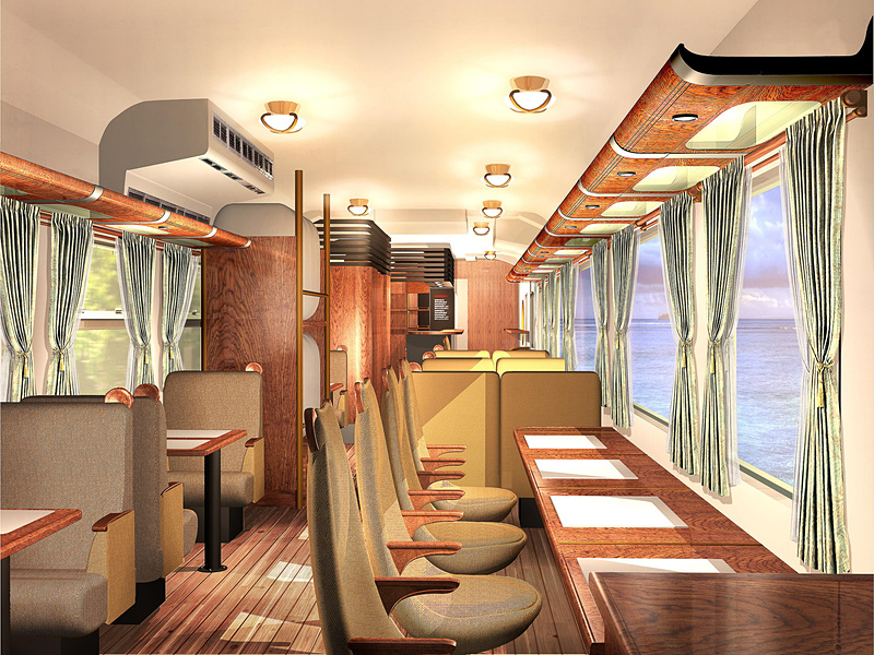 「etSETOra（エトセトラ）」の1号車内装（画像提供：JR西日本）