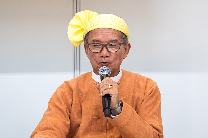 ツーリズムEXPOジャパンでミャンマー連邦共和国 ホテル・観光大臣 オウン・マウン氏が記者会見し、観光ビザフリーの期間延長や、新たな観光地開発などについて紹介した