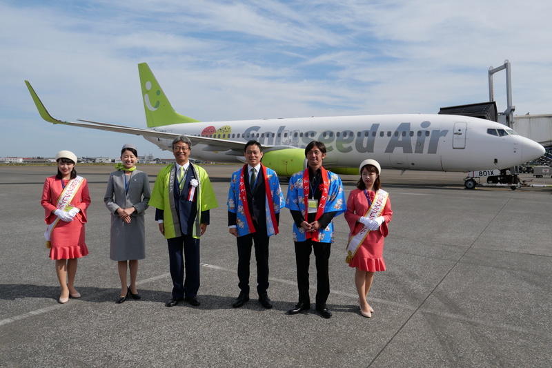 11月1日に就航した、ソラシドエアの「ウィーラブニチナン号」