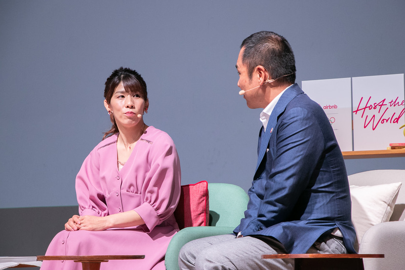 「オリンピアンによる体験」カテゴリを日本でスタートするということで、吉田沙保里さんをゲストに招いて田邉氏とトークセッションを実施