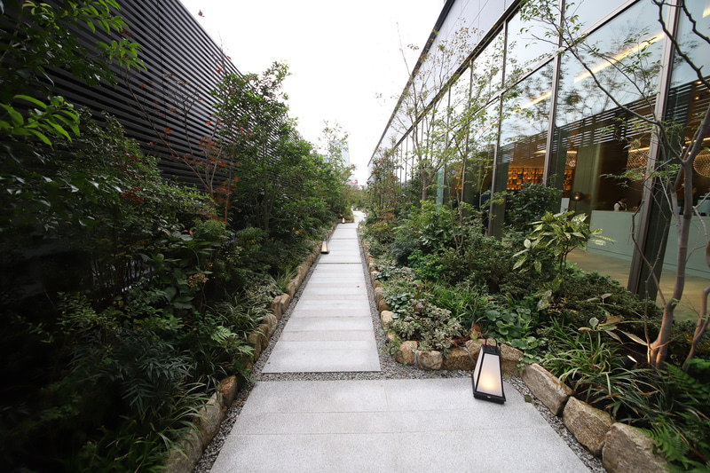 9階ロビー前に広がる日本庭園