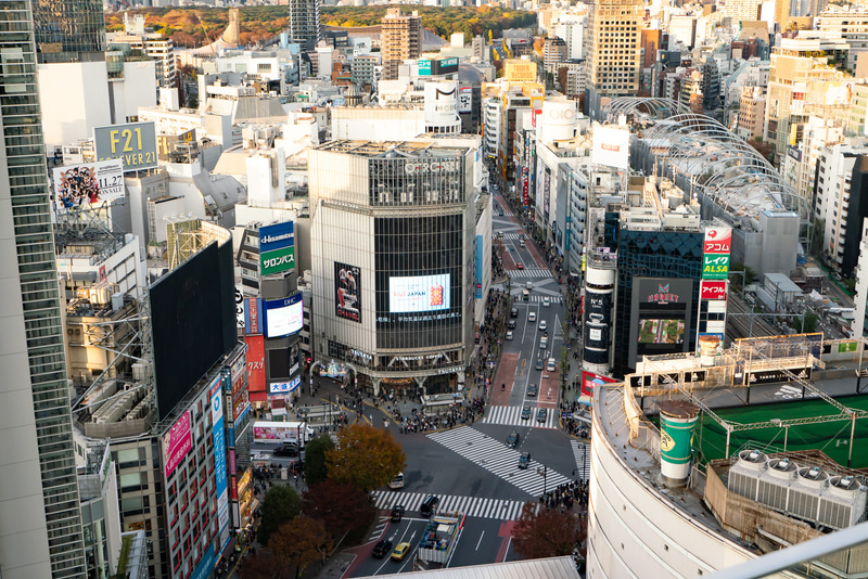 渋谷スクランブル交差点が間近に見える