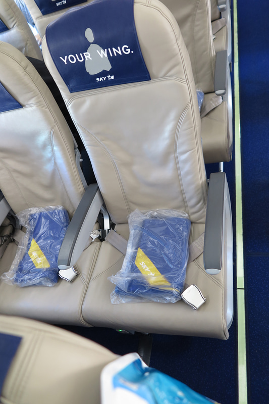 サイパン便のシート。基本仕様は国内線と同様