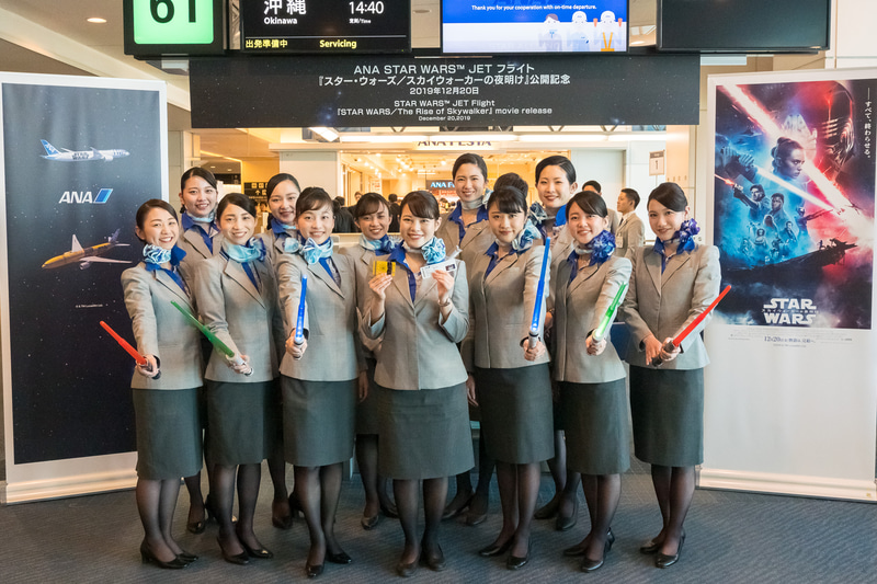 ANA475便の搭乗口でのイベント