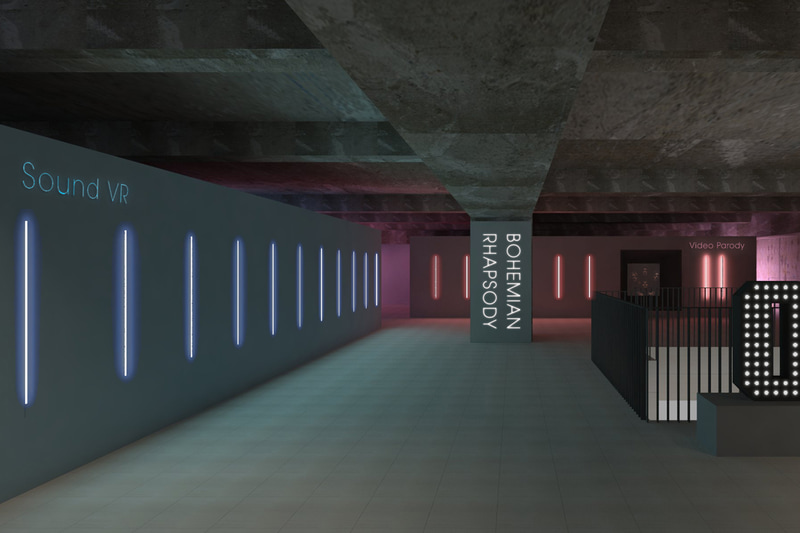 「Bohemian Rhapsody」の体験展示では自分の顔がメンバーの一員として映像内に登場する