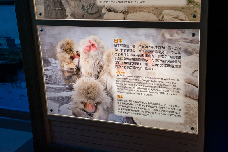 こちらは日本の温泉の説明。写真は地獄谷野猿公苑のニホンザルでした