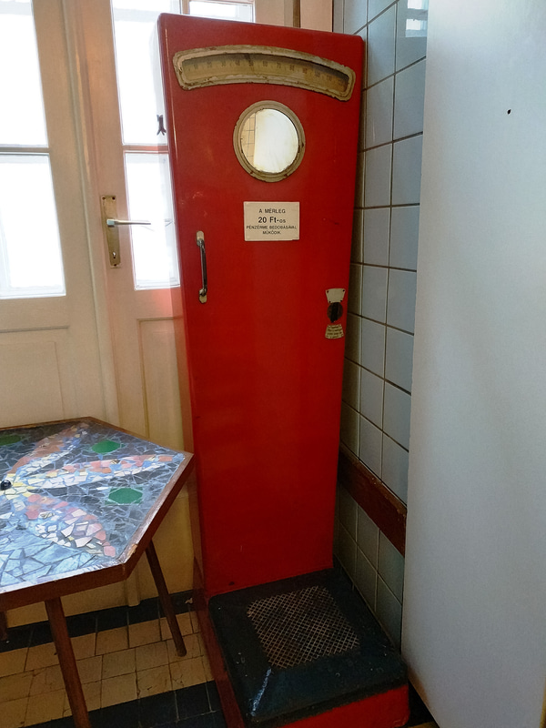 更衣室も雰囲気満点。体重計やドライヤーもクラシック。とても清潔です