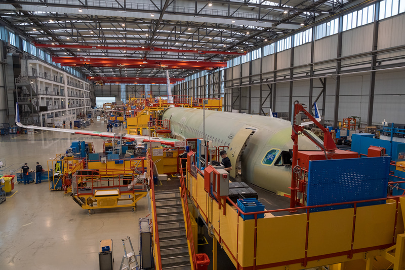 ANA向けA380型機がロールアウトしたエアバス・ハンブルク工場で、A320ファミリーの最終組立工場を見学した