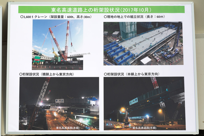 東名高速道路上での桁仮設