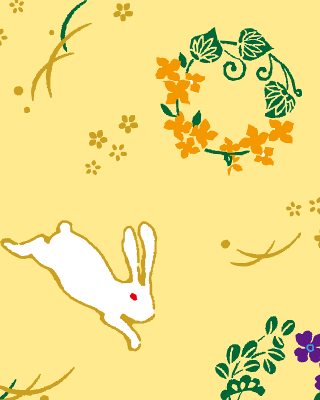 うさぎと花紋
