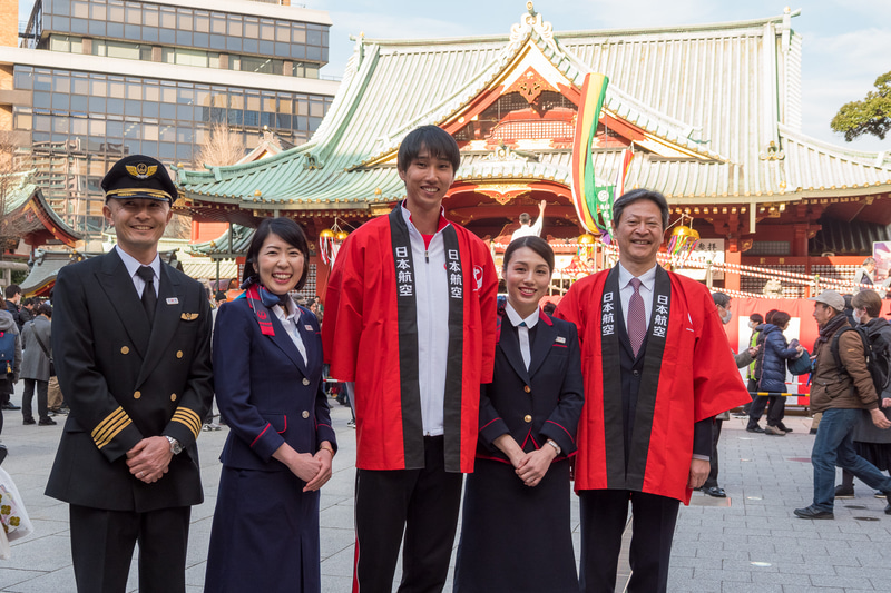 JALグループが毎年恒例の神田明神「節分祭豆まき式」に参加