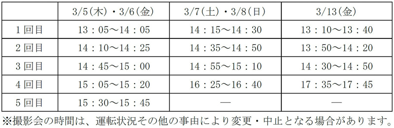 「スーパービュー踊り子引退記念撮影会『さよなら251系イベント』」スケジュール