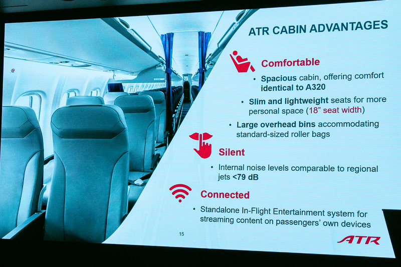 エアバス A320型機相当の座席を実現。79dB以下と静粛性にも優れる