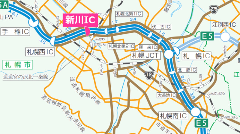 新川ICの位置