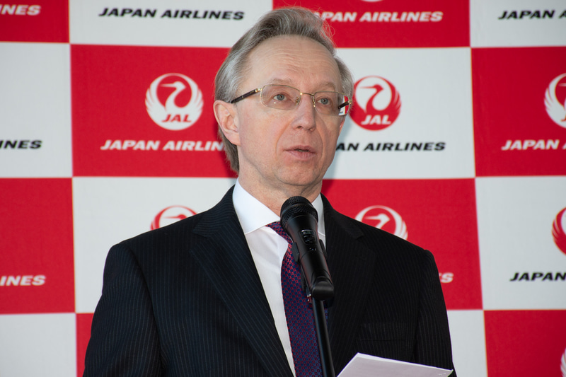 「この就航が交流拡大の刺激になることを期待している」と話した駐日ロシア連邦特命全権大使 ミハイル・ガルージン氏