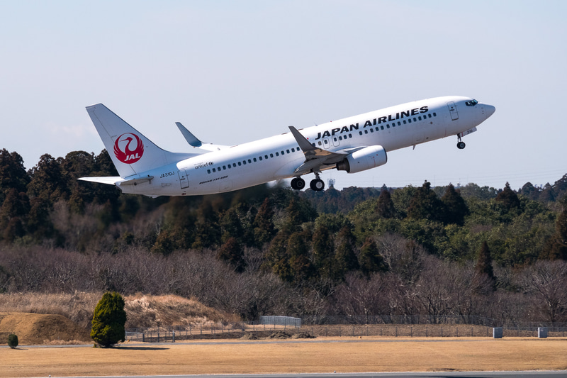 成田空港を飛び立つJL423便（撮影：編集部）