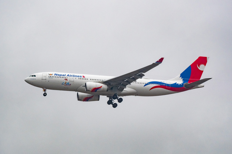 カトマンズ発のRA433便がほぼ定刻通りに到着