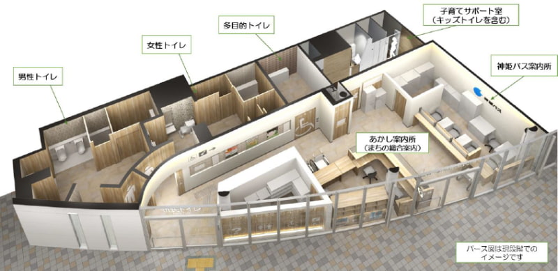 観光案内所「あかし案内所」 の拡張整備のイメージ