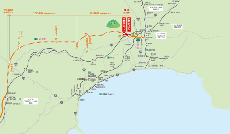 開通した新東名 伊勢原JCT～伊勢原大山ICの概要