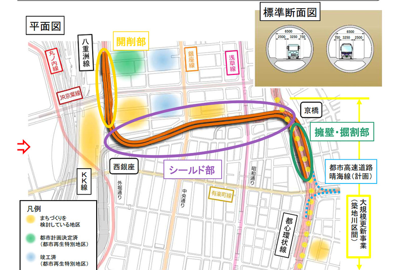 国土交通省は首都高 日本橋区間地下化に伴う大型車対応について、八重洲線と都心環状線を結ぶ別線を地下に整備することで具体的な検討を進めることを決めた