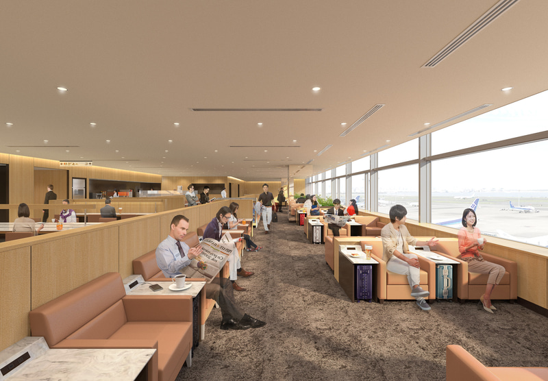 「ANA ARRIVAL LOUNGE」。国内線出発ロビーに新設