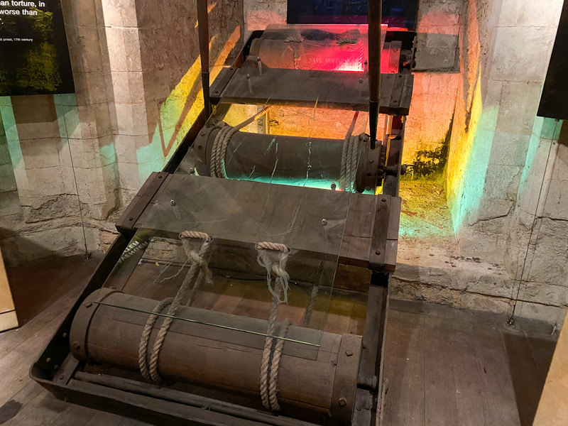 体を引き伸ばし脱臼させ、手足を引き裂く拷問ラック