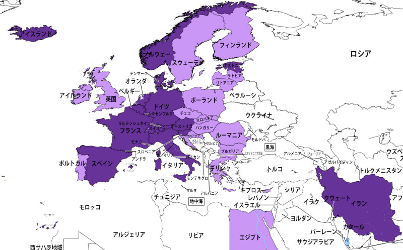 欧州の感染症危険レベル