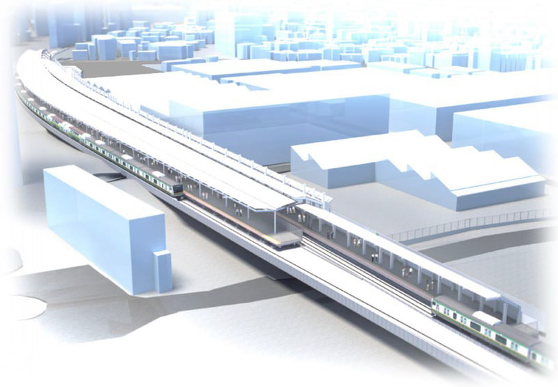 横須賀線武蔵小杉駅の混雑緩和対策として、下りホーム新設（2面2線化）の工事に着手する