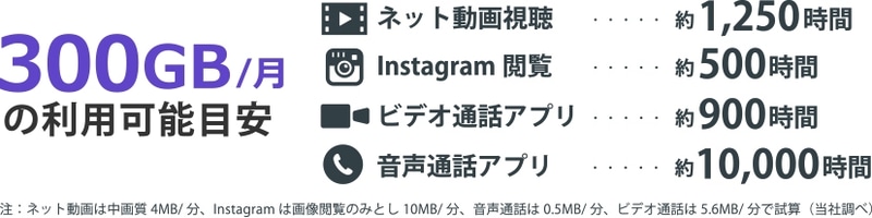 月に300GBまで利用可能