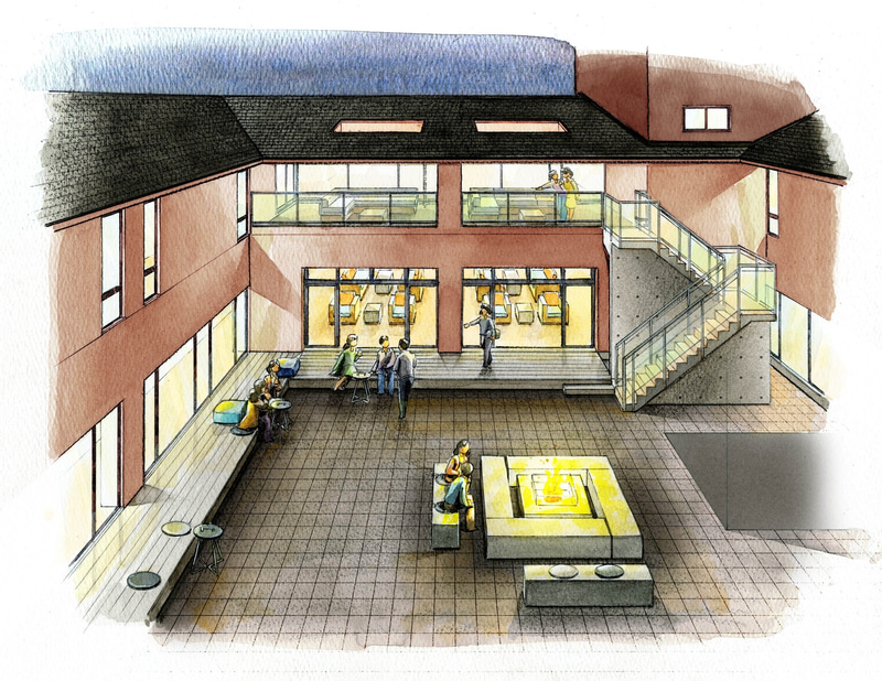 「中庭 Kesema灯」と「バルコニー 宙見」