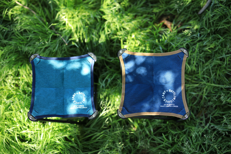 ターコイズブルーやネイビーを基調としたキャンプアイテム8種類を展開