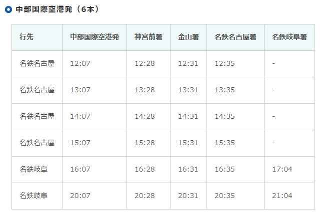 中部国際空港駅発のの運休列車