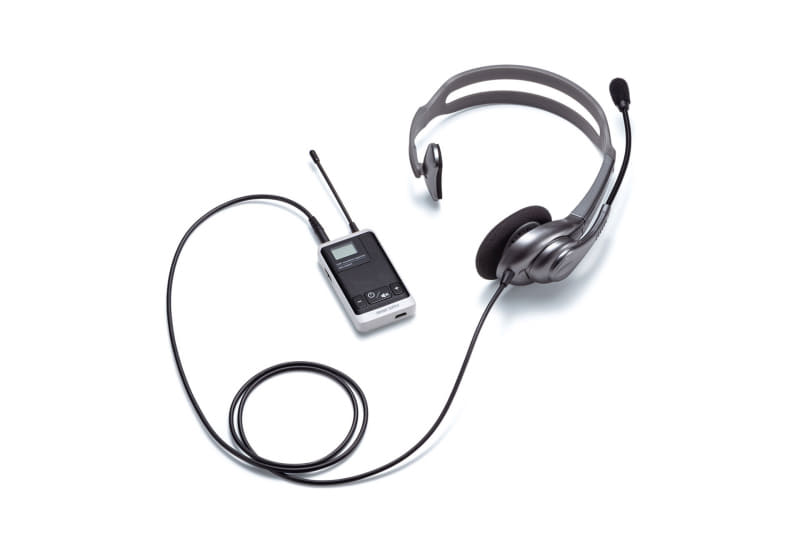 サンワサプライ製ワイヤレスガイドシステムMM-WGS1T（親機）に接続して使用する