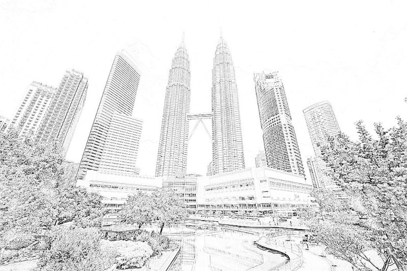 ツインタワーぬりえ