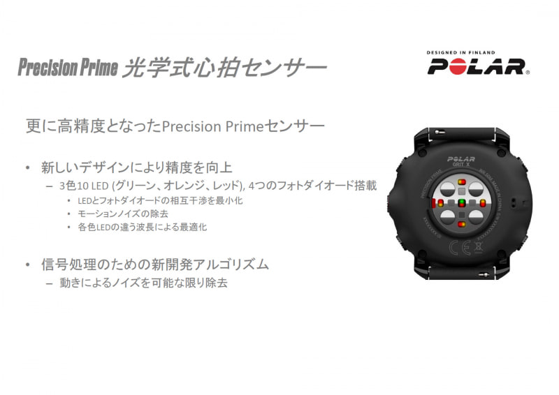 新開発の光学心拍センサー「Precision Prime」を搭載