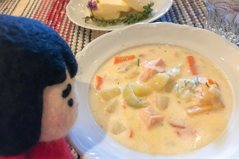 フィンランドで食べたサーモンスープその1。牛乳が入ったクリーミーなもの