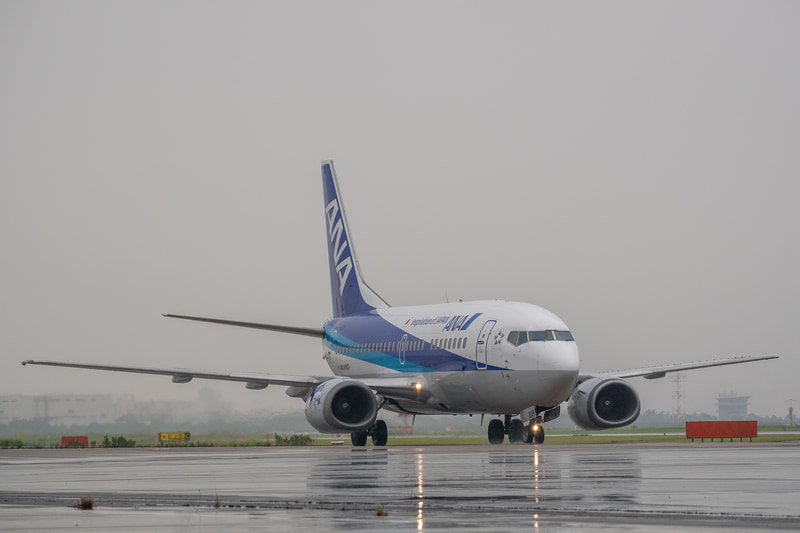 羽田空港の22滑走路（B滑走路）に着陸後、第2ターミナルの前を通過して82番スポットへ
