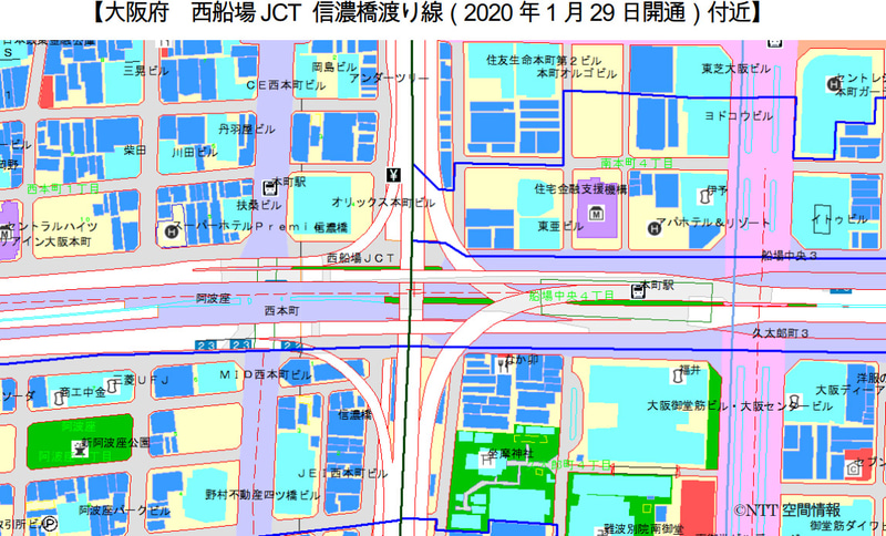 阪神高速 西船場JCT 信濃橋渡り線
