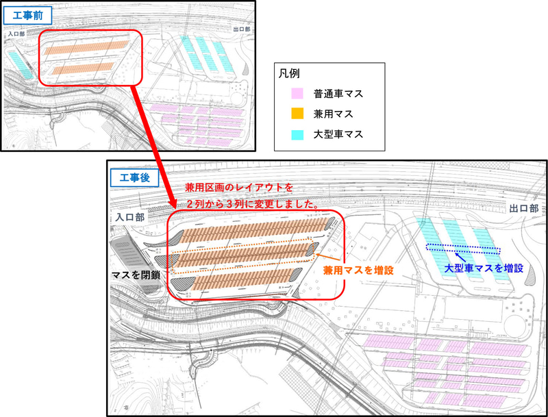 工事前後の駐車スペース配置