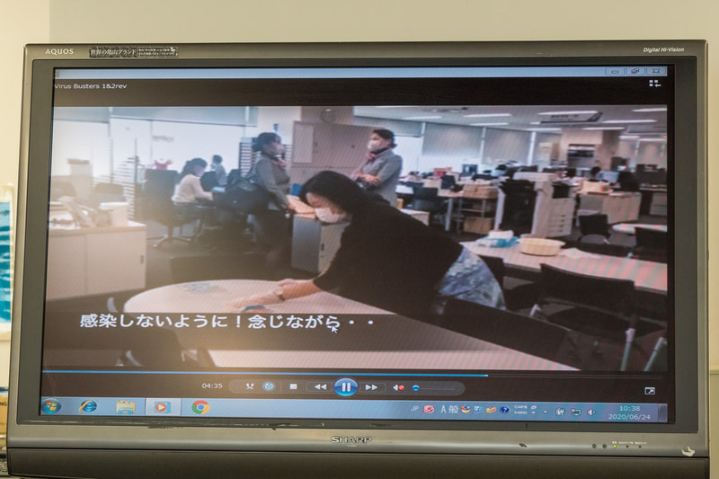 佐藤氏が動画を制作。安心なオフィスを整えていることを楽しく伝えるとともに、機内でのコロナ対策についても説明している