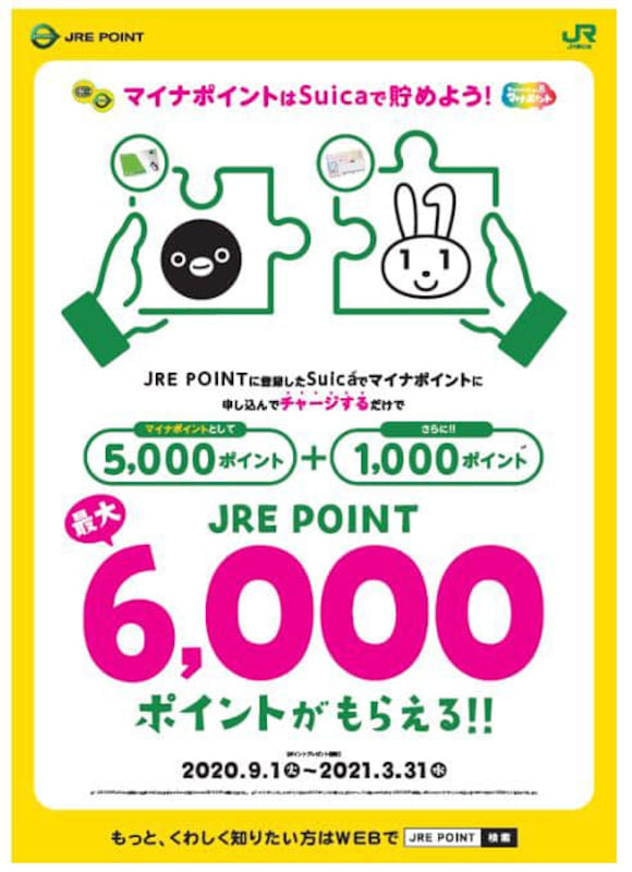 JR東日本はマイナポイントに申し込んだSuicaにチャージをすることでJRE POINTが貰えるキャンペーンを実施する