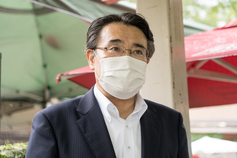 オープン前の説明会であいさつした高尾登山電鉄株式会社 代表取締役社長 船江栄次氏