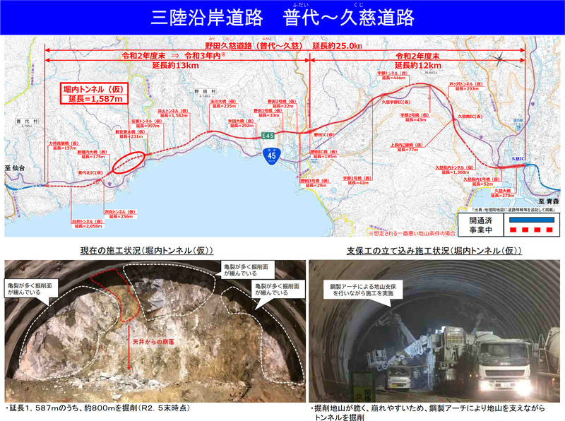 三陸沿岸道路 普代～野田間の延長13kmの開通予定を2021年内に繰り下げ