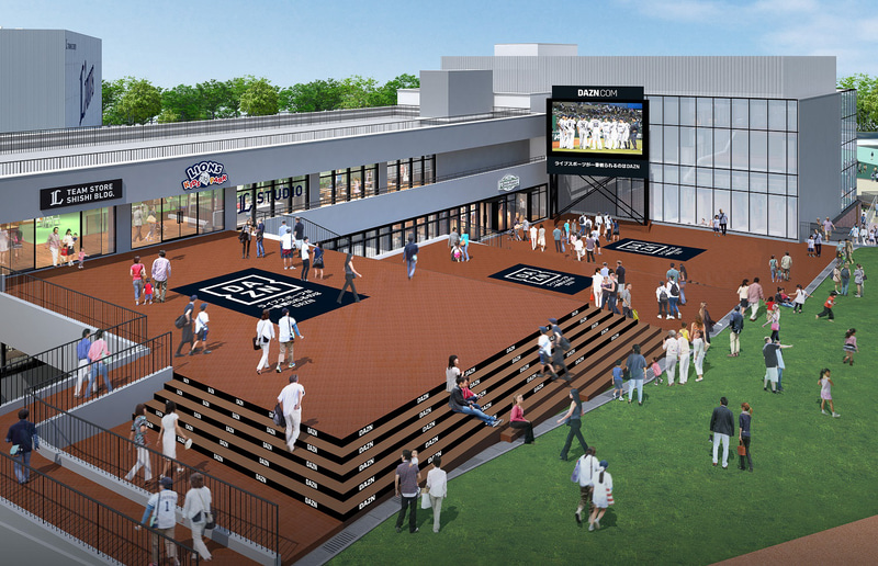 DAZNデッキとフードエリア「グリーンフォレスト デリ＆カフェ」