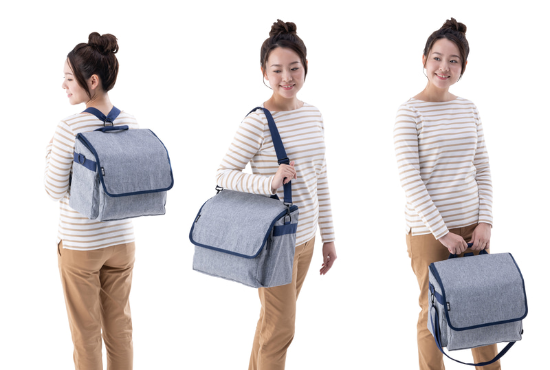 リュック、肩掛け、手持ちの3パターンの持ち方が可能