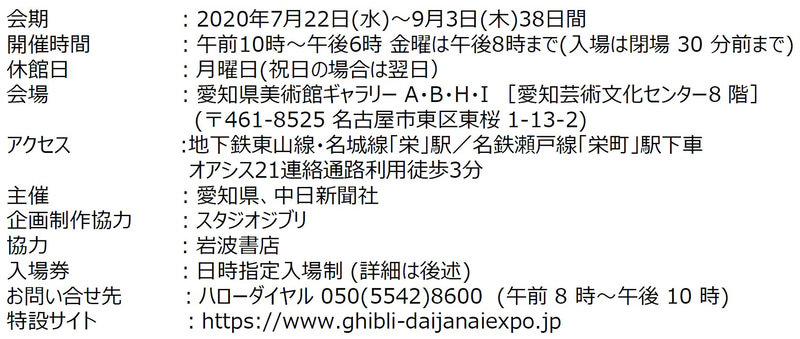 「ジブリの“大じゃない”博覧会」開催概要