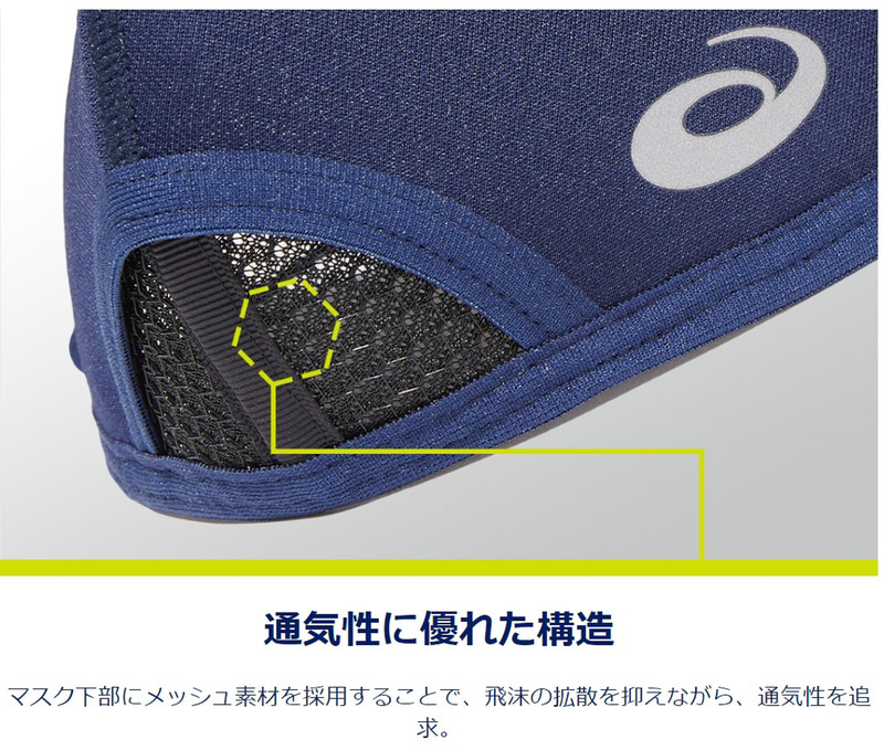 マスク下部はメッシュ素材で通気性を確保