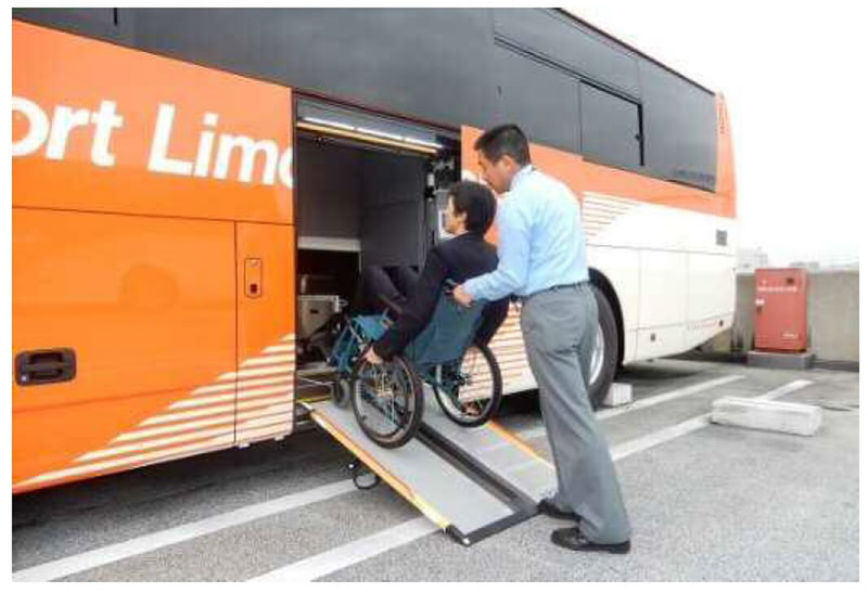 車いすに乗ったまま乗降できる