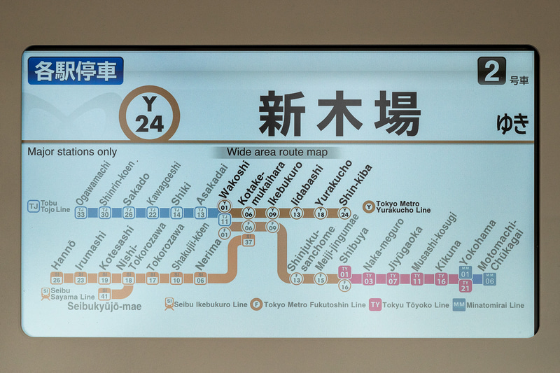 行き先や駅名の表示